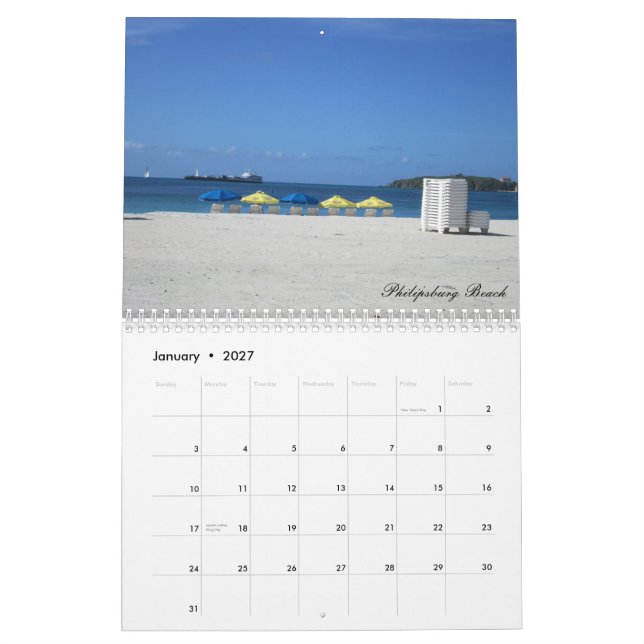 Mural Calendrier imprimé par coutume de St Maarten (Jan 2027)
