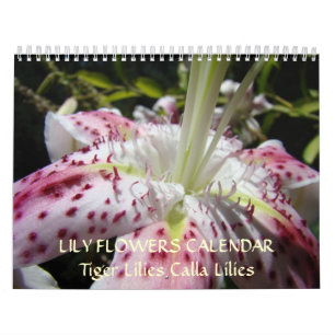 Mural CALENDRIER LIS Fleurs de Lys calla rose Lys tigré