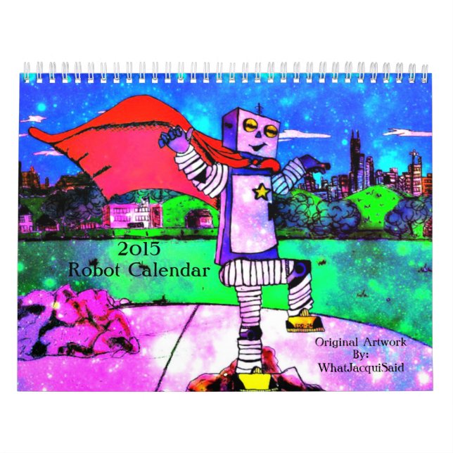 Mural Calendrier mensuel des robots 2015 comiques de (Protection)