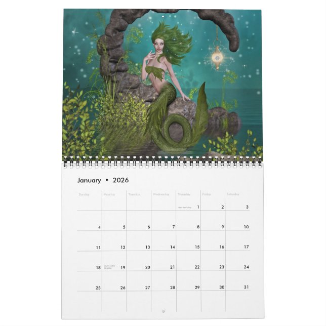 Mural calendrier mermaid (Jan 2026)