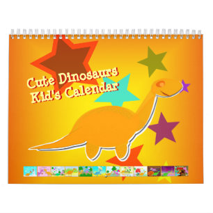 Mural Calendrier mignon de dinosaures de bande dessinée