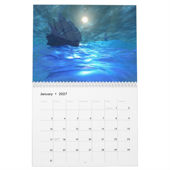 Mural Calendrier mondial des océans - Navires (Jan 2027)