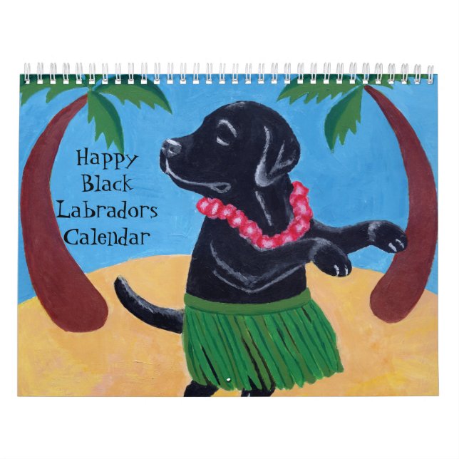 Mural Calendrier noir heureux de Labradors B 2018 (Protection)