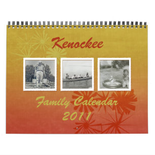 Mural Calendrier photo de famille personnalisée Retro Fl