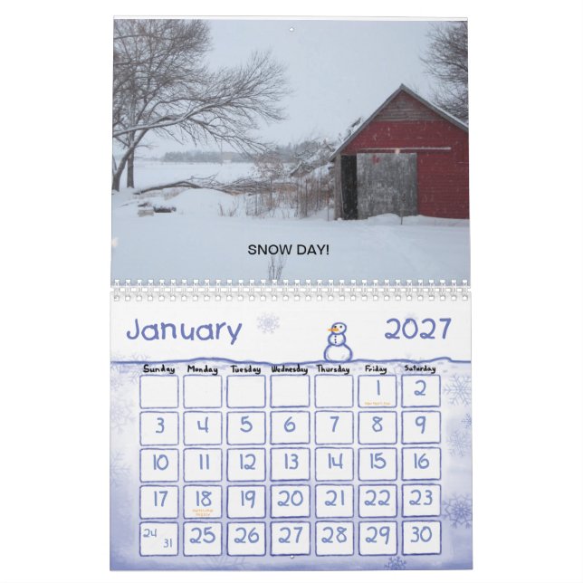 Mural Calendrier rural de qualité de l'Amérique (Jan 2027)
