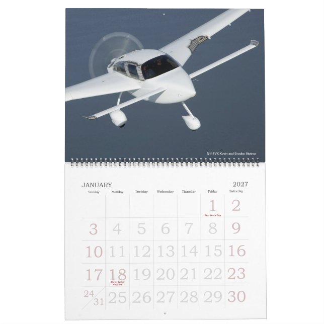 Mural Calendrier Velocity Kitplane 2012 - Toutes les tai (Jan 2027)