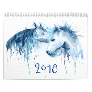 Mural Cheval 2018 d'aquarelle de calendrier