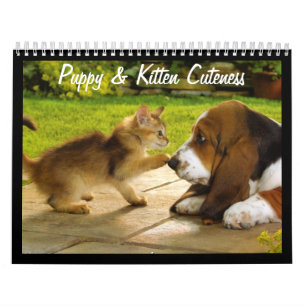 Mural Chiots mignons et chatons Calendrier 2018