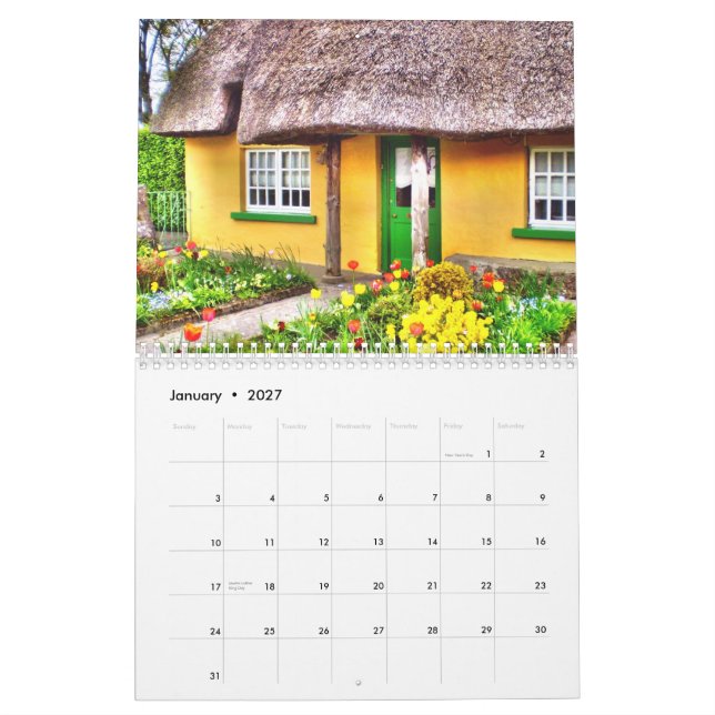 Mural Coeur de calendrier de l'Irlande (Jan 2027)