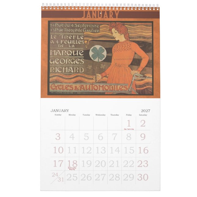 Mural Cru 2014 de calendrier de bicyclette de Nouveau (Jan 2027)