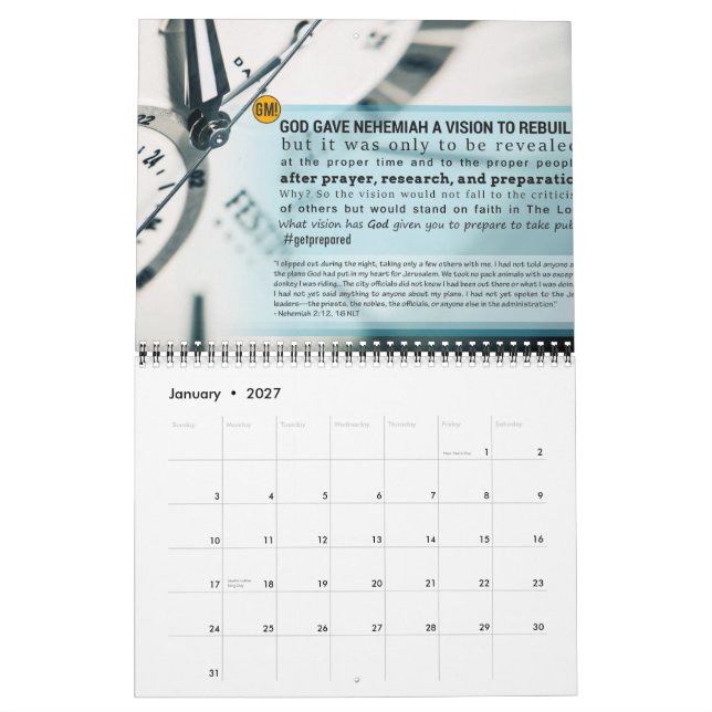 Mural Dieu-Matins : Calendrier (Jan 2027)