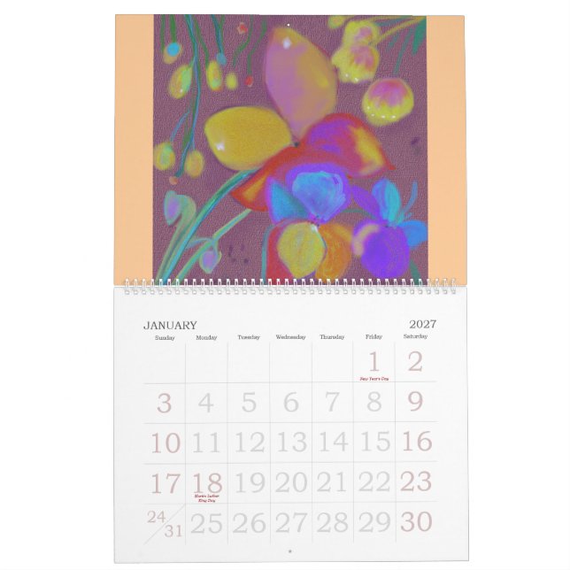 Mural DIGITAL ABSTRAIT FLEURIT le calendrier (Jan 2027)