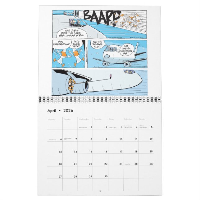Mural Drôle calendrier des caricatures de l'aviation (Apr 2026)