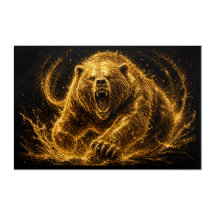 Art Rugissant de l'Ours Doré Féroce
