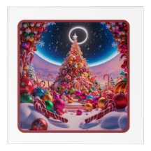 Candyland enchâssé Arbre de Noël Art mur