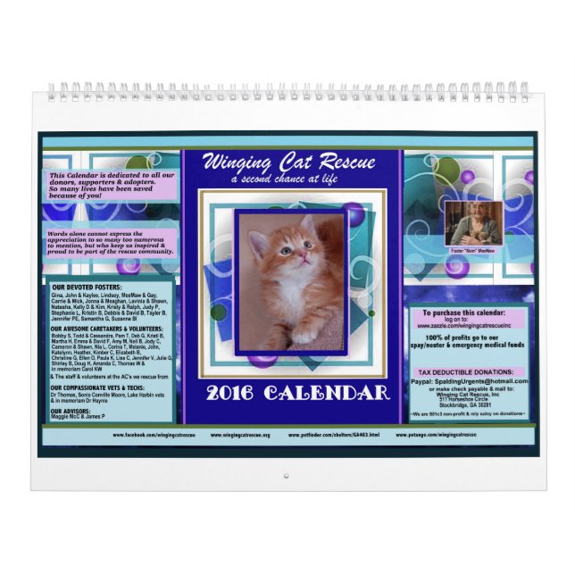 Mural En s'envolant le chat secourez le calendrier de (Protection)