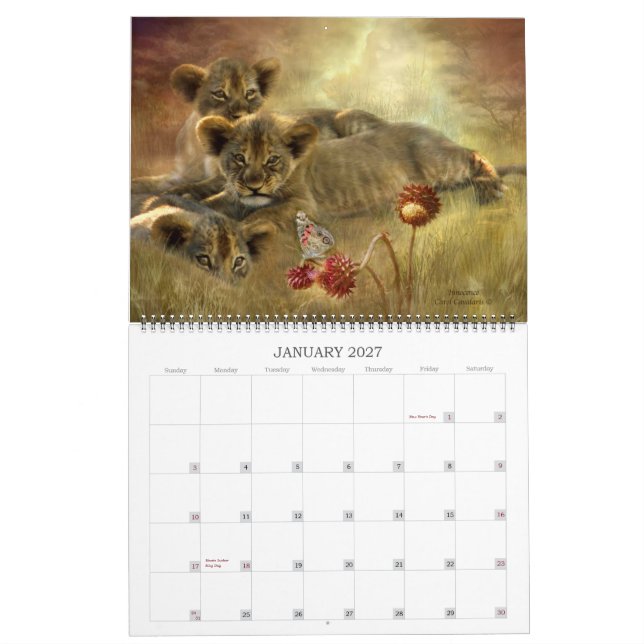 Mural Esprit du sauvage - calendrier 2013 d'art de (Jan 2027)