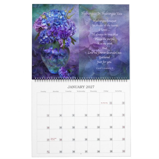 Mural Fleurs Dans Les Vases Fantastiques Calendrier Art  (Jan 2027)