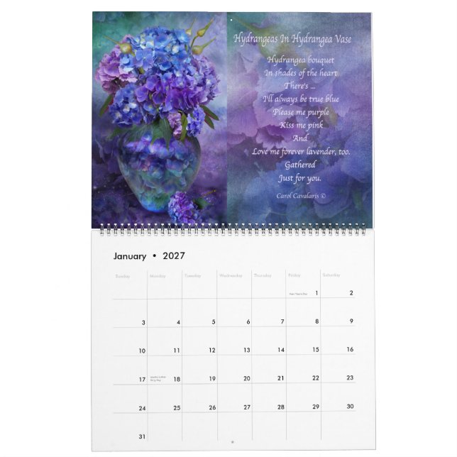Mural Fleurs Dans Les Vases Fantastiques Calendrier Art  (Jan 2027)