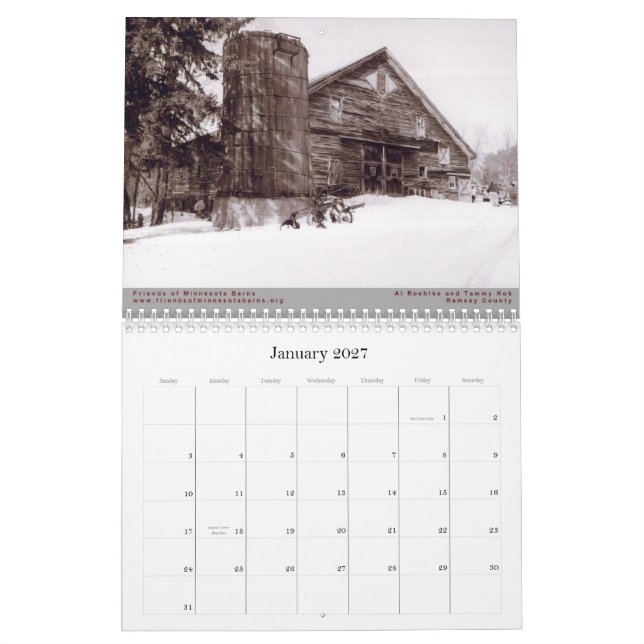 Mural Friends of Minnesota Barns 2010 Calendrier (Jan 2027)