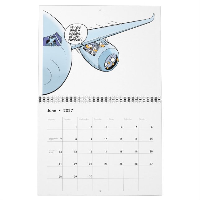 Mural Funny Aviation Comics Calendrier (Jun 2027)