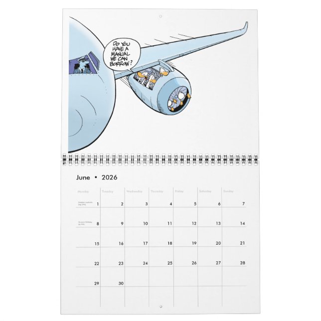 Mural Funny Aviation Comics Calendrier (Jun 2026)