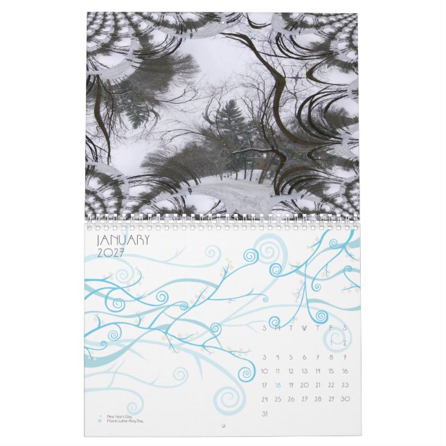 Mural Heure du calendrier fractal (Jan 2027)