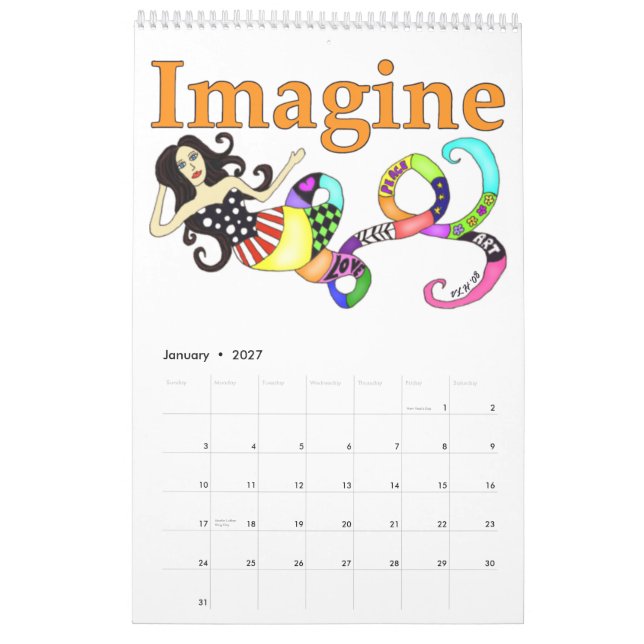 Mural Imaginez le calendrier de sirène et d'amis 2012 (Jan 2027)