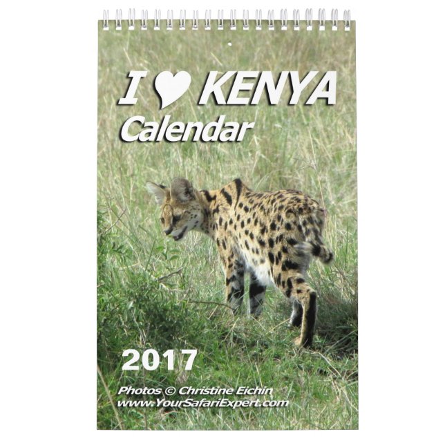 Mural J'AIME le calendrier du KENYA (d'une seule page) (Protection)