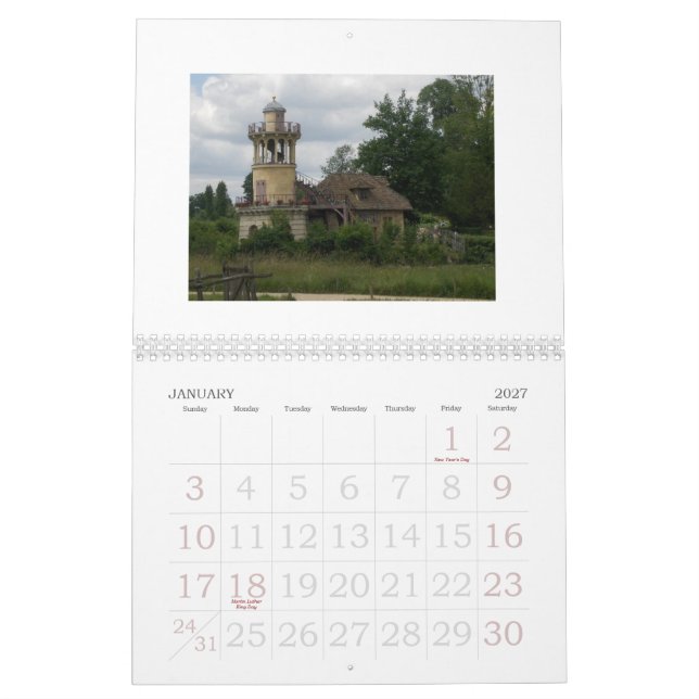 Mural Jardins de calendrier de Versailles (Jan 2027)