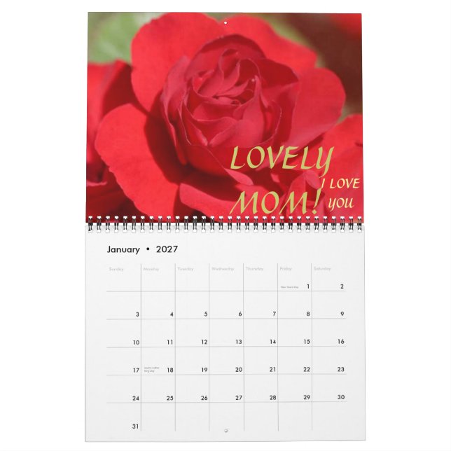 Mural JOLIMENT ROSES ! Calendrier (Jan 2027)