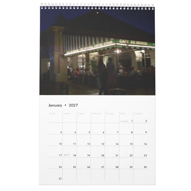 Mural La Nouvelle-Orléans, calendrier du quartier (Jan 2027)