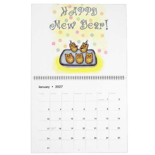 Mural Le calendrier de l'amoureux des chats pour 2011 (Jan 2027)