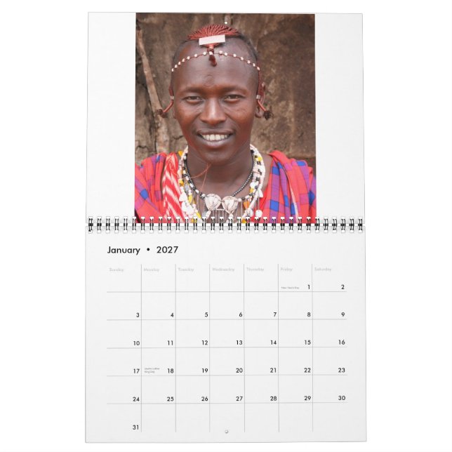 Mural Le peuple de masai du Kenya, calendrier (Jan 2027)