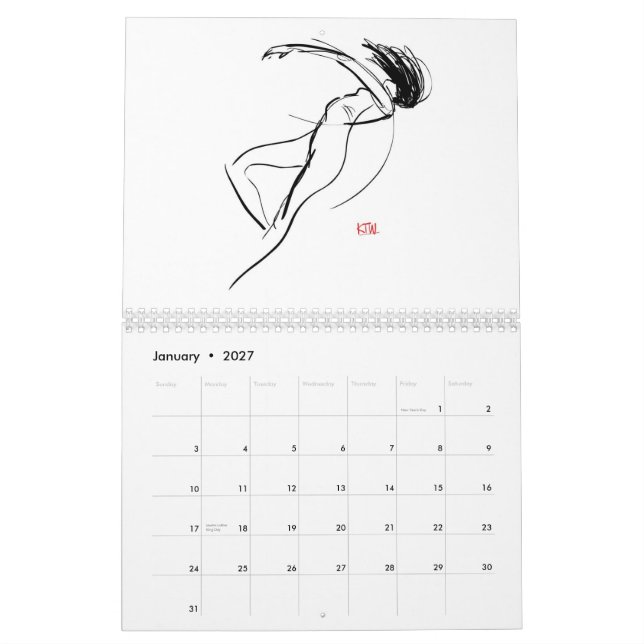 Mural Le schéma quotidien calendrier de 12 mois (Jan 2027)