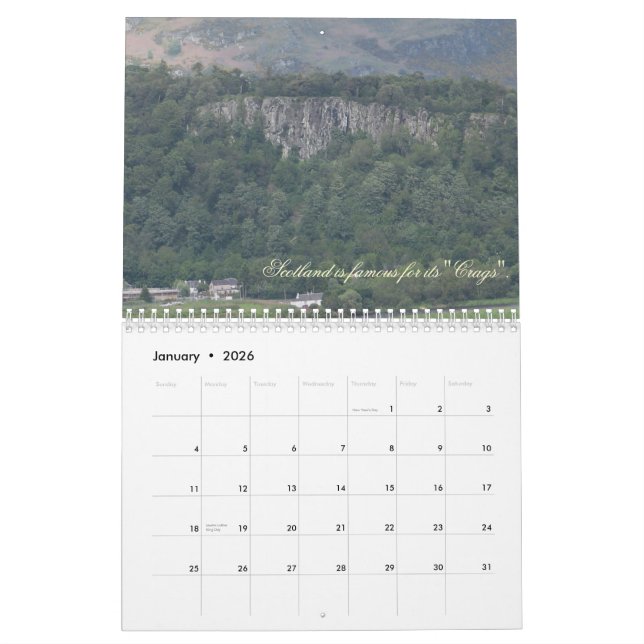 Mural L'Ecosse calendrier de 16 mois (Jan 2026)