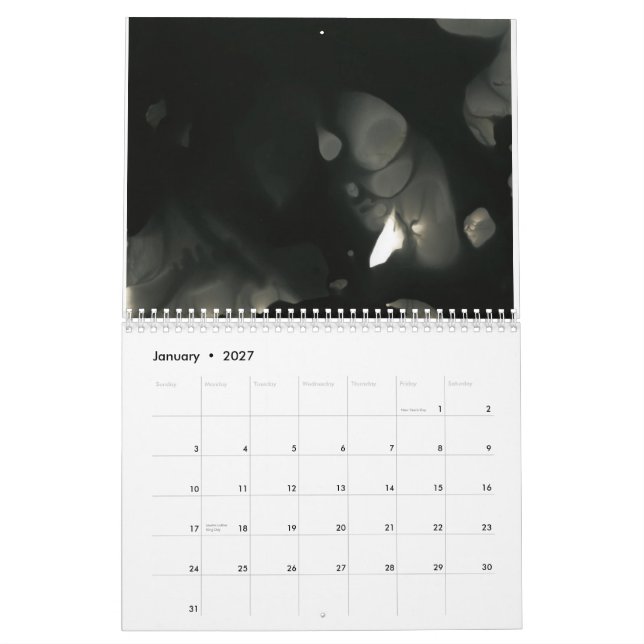 Mural Les photos de l'ange, calendrier exposé (noir et (Jan 2027)
