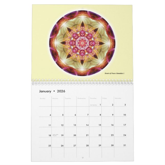 Mural Mandalas du coeur du calendrier de la paix 2015 (Jan 2026)