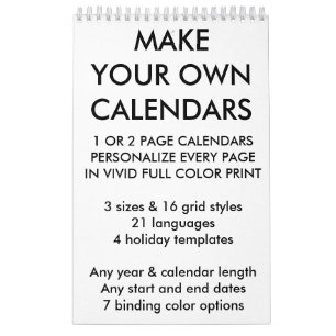 Mural Modèle de blanc de calendrier personnalisé par