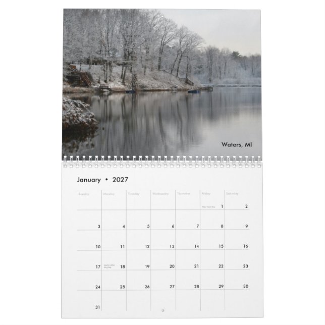 Mural Nature dans le calendrier du Michigan (Jan 2027)