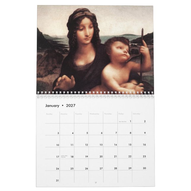 Mural Peintures par le calendrier de Leonardo da Vinci (Jan 2027)