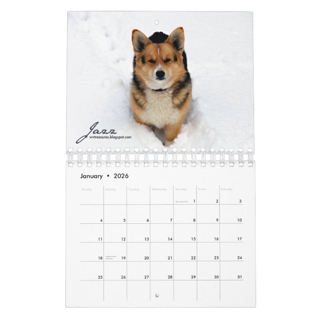 Mural Plus de mini calendrier de Corgis (avec des blogs) (Jan 2026)