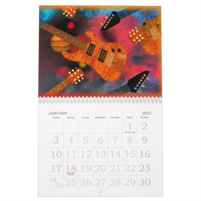 Mural Sélectionnez ce calendrier de ValxArt de guitare (Jan 2027)