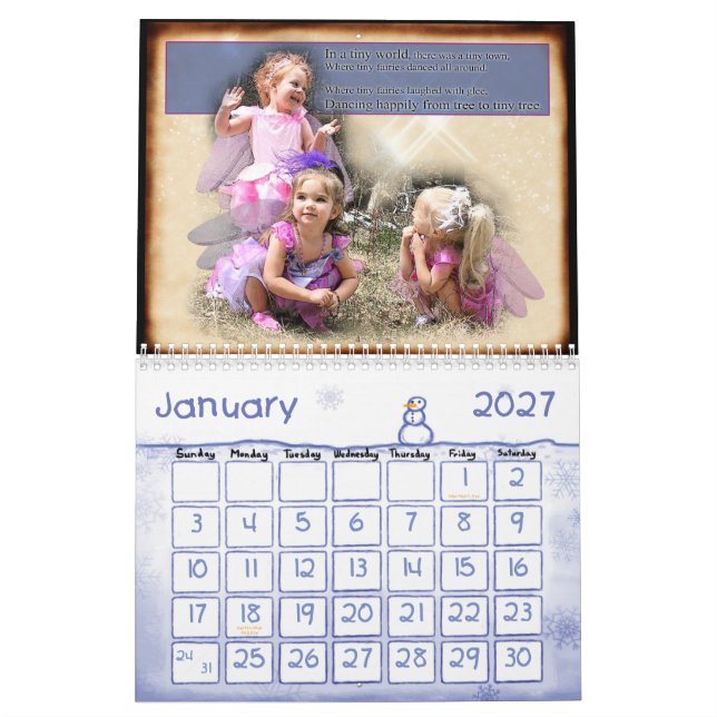 MURAL UN SOUHAIT MINUSCULE A ACCORDÉ LE CALENDRIER (Jan 2027)