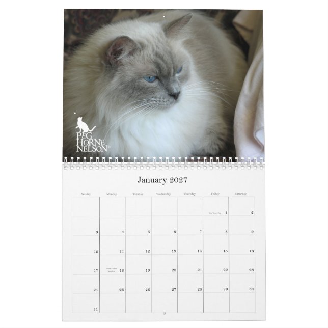 Mural Yeux de Purrfect ! Calendrier 2012 de chat (Jan 2027)