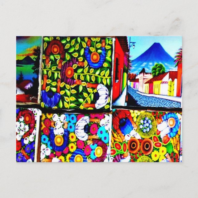 Murale folklorique maya Guatemala carte postale (Devant)