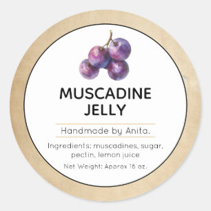 Muscadine Jam ou Jelly Canning Jar Étiquette