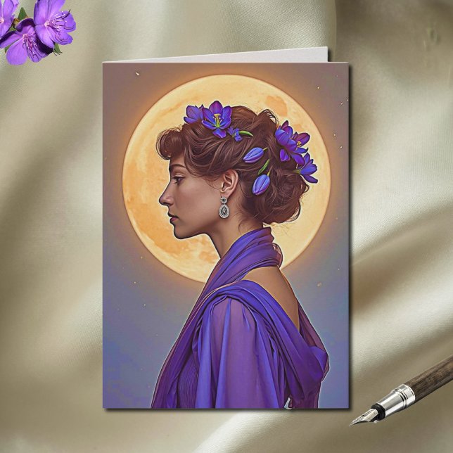 Muse du Printemps sur Carte de Vœux Pliée Violette (Créateur téléchargé)