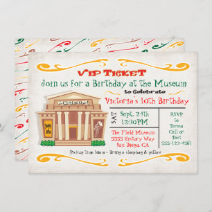Musée Invitation fête d'anniversaire Billet