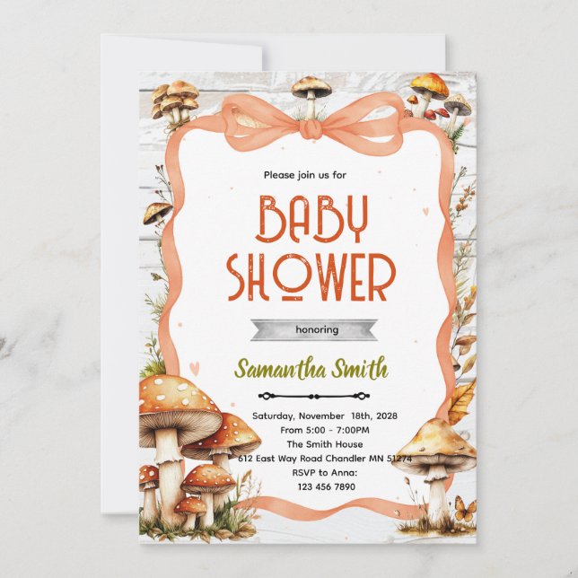 Mushroom Baby Shower Invitation (Devant)